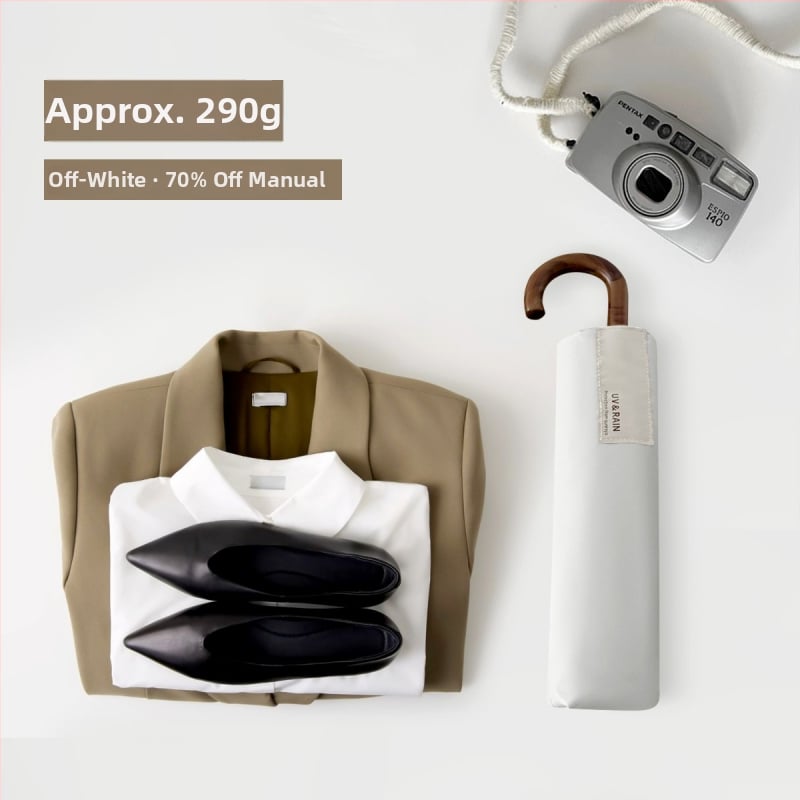 Ομπρέλα αναδιπλούμενη με καμπύλο γάντζο, πολυεστέρας με επικάλυψη βινυλίου, 8 μεταλλικά ραβδιά, UPF 50+