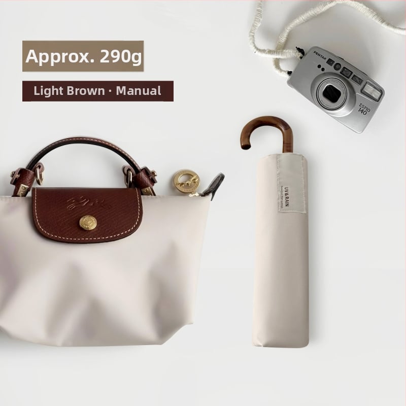 Ομπρέλα αναδιπλούμενη με καμπύλο γάντζο, πολυεστέρας με επικάλυψη βινυλίου, 8 μεταλλικά ραβδιά, UPF 50+