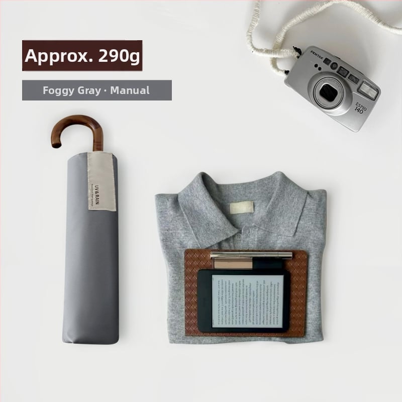 Ομπρέλα αναδιπλούμενη με καμπύλο γάντζο, πολυεστέρας με επικάλυψη βινυλίου, 8 μεταλλικά ραβδιά, UPF 50+