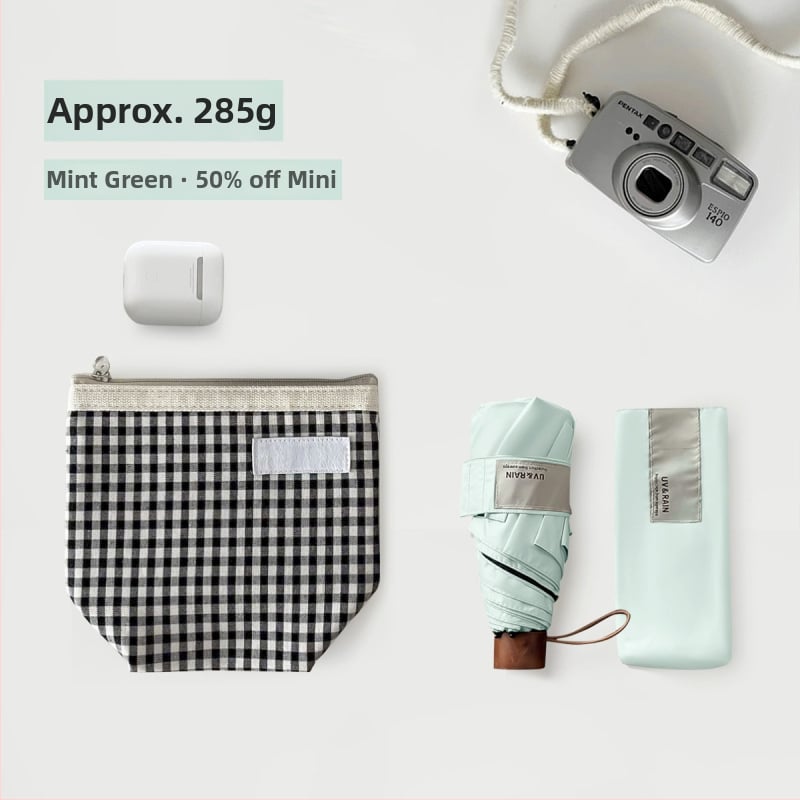 Ομπρέλα αναδιπλούμενη με καμπύλο γάντζο, πολυεστέρας με επικάλυψη βινυλίου, 8 μεταλλικά ραβδιά, UPF 50+