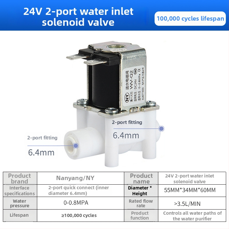 Elektromagnetni ventil za pročišćivač vode, ulaz vode 2-put/3-put, materijal POM, model NY, za sustave pročišćavanja vode