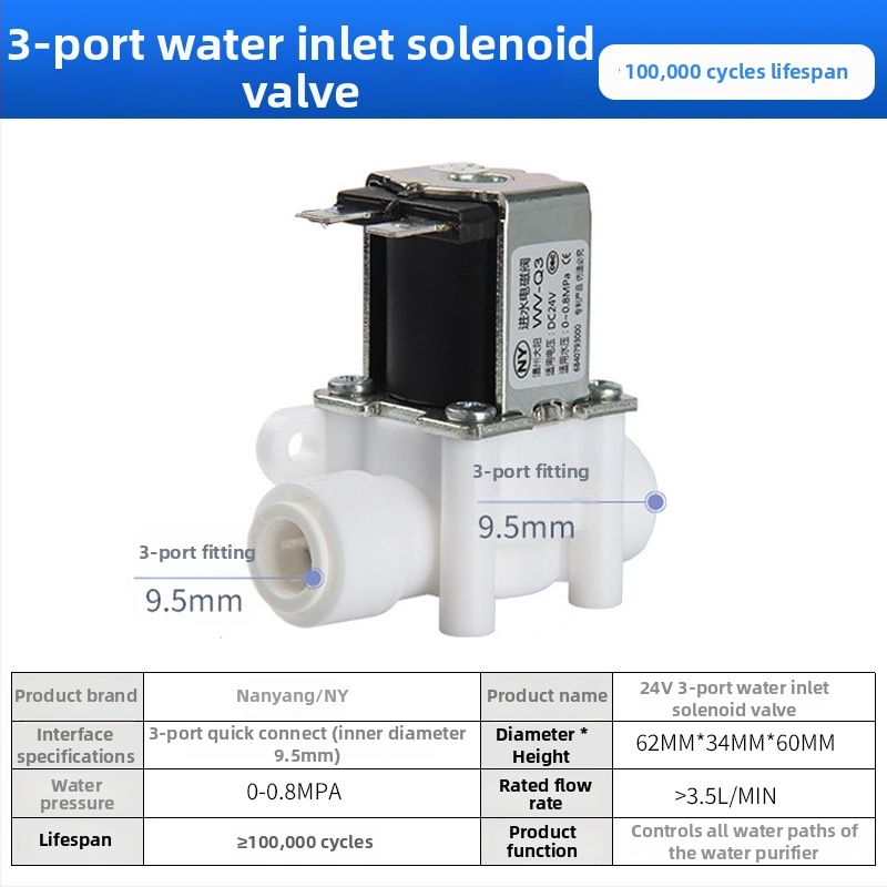 Elektromagnetni ventil za pročišćivač vode, ulaz vode 2-put/3-put, materijal POM, model NY, za sustave pročišćavanja vode