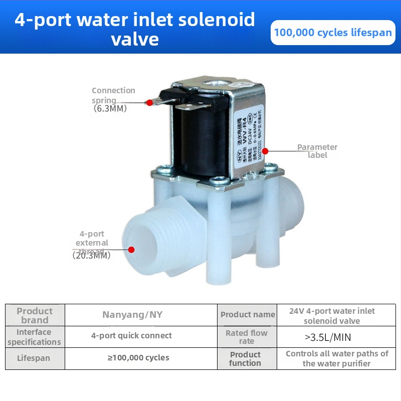 Elektromagnetni ventil za pročišćivač vode, ulaz vode 2-put/3-put, materijal POM, model NY, za sustave pročišćavanja vode