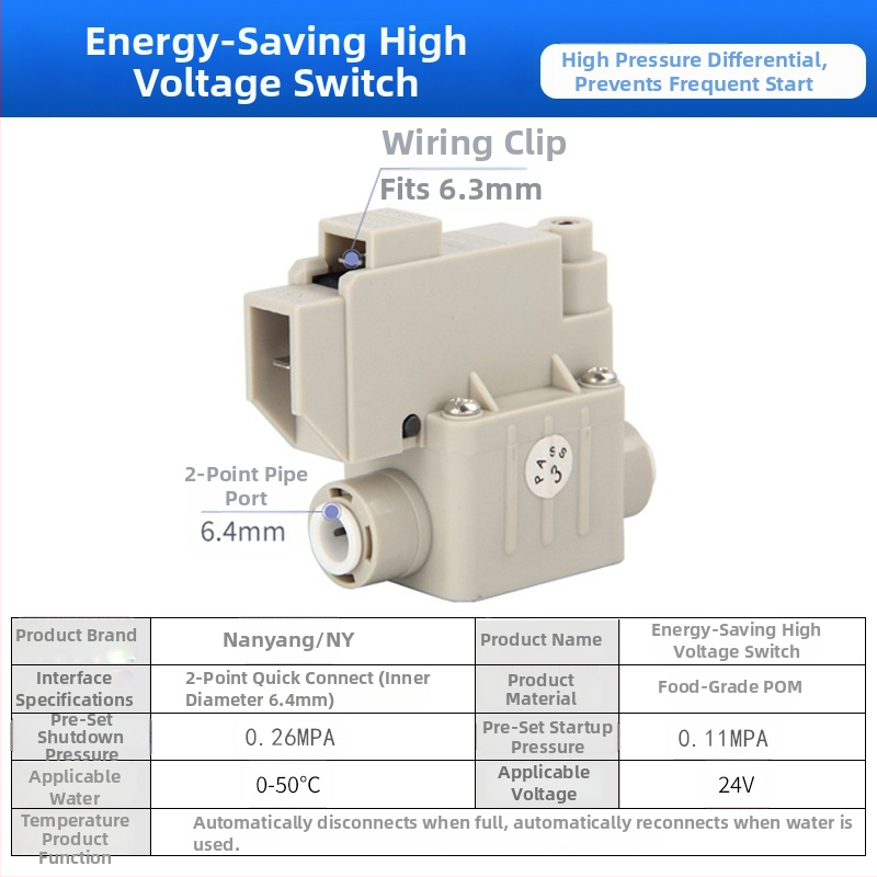 Elektromagnetni ventil za pročišćivač vode, ulaz vode 2-put/3-put, materijal POM, model NY, za sustave pročišćavanja vode