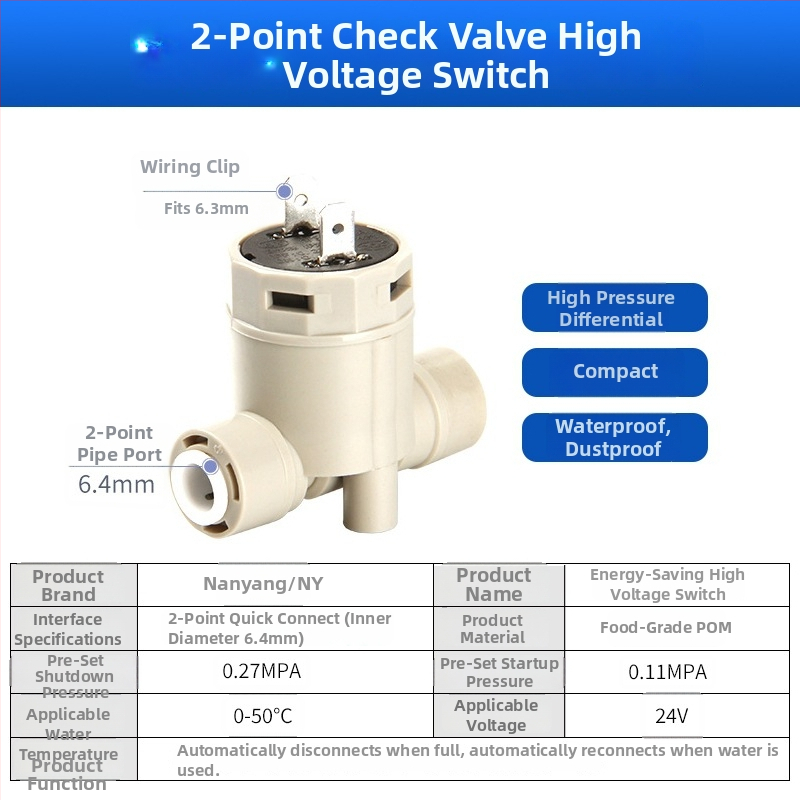 Elektromagnetni ventil za pročišćivač vode, ulaz vode 2-put/3-put, materijal POM, model NY, za sustave pročišćavanja vode