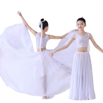 Lin Mu παιδικό φολκλόρ χορού κοστούμι από chiffon, 720° περιστροφή, για κορίτσια