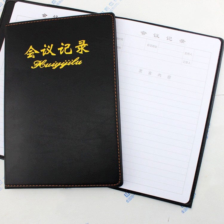 Üzleti megbeszélések jegyzetfüzete műbőr borítóval, nosztalgikus retró stílus, 70 g/m² papír, varrásos kötés