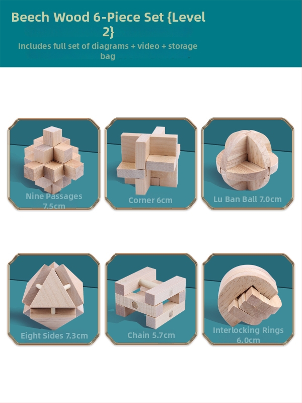 Wisdom Wheel Kong Ming zámok – drevená skladačka 36 dielov, vhodná pre 7–14 rokov, balenie: krabica