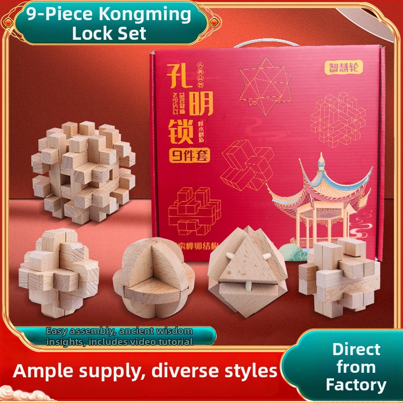 Wisdom Wheel Kong Ming zámok – drevená skladačka 36 dielov, vhodná pre 7–14 rokov, balenie: krabica