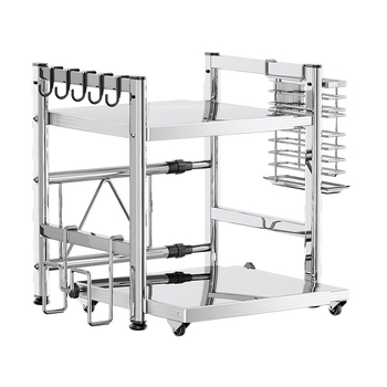 Ράφι αποθήκευσης φούρνου μικροκυμάτων από ανοξείδωτο ατσάλι, με συρόμενο σχέδιο – 2 ή 3 επιπέδων οικιακός οργανωτής κουζίνας