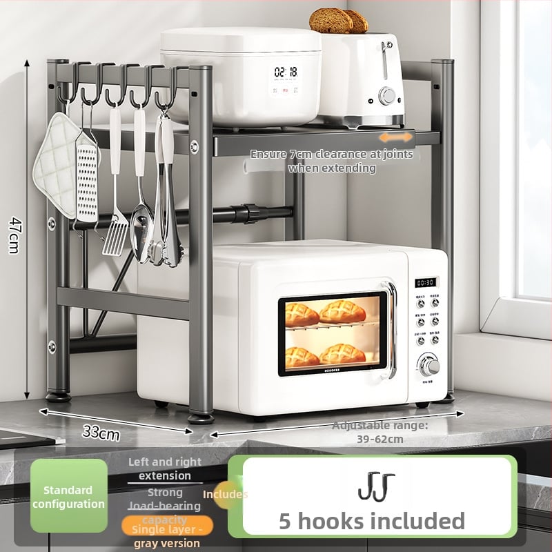 Ράφι αποθήκευσης φούρνου μικροκυμάτων από ανοξείδωτο ατσάλι, με συρόμενο σχέδιο – 2 ή 3 επιπέδων οικιακός οργανωτής κουζίνας