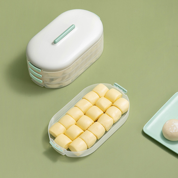 Кутия за пелмени с три слоя, незалепващо покритие, за съхранение в хладилник, пластмасова, запечатана.