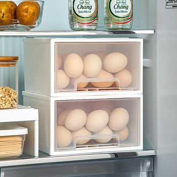 Кутия за яйца за хладилник — пластмасова, в стил чекмеджета, за съхранение и запазване на свежестта, Bainabangshou BN-4316