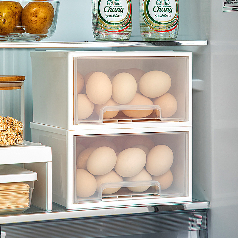 Кутия за яйца за хладилник — пластмасова, в стил чекмеджета, за съхранение и запазване на свежестта, Bainabangshou BN-4316