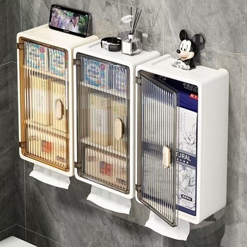 Cutie de depozitare pentru baie, montată pe perete, PP plastic, model minimalist, stil modern, 200 g