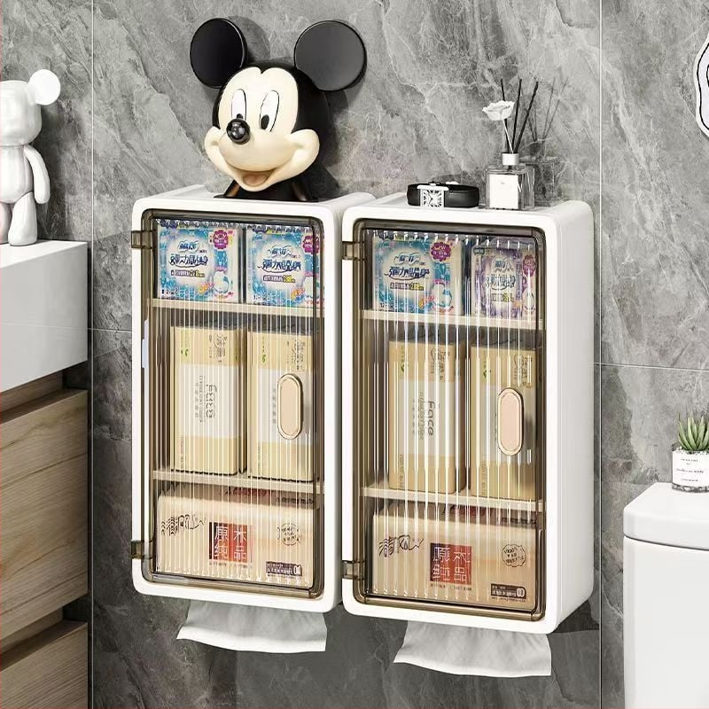 Cutie de depozitare pentru baie, montată pe perete, PP plastic, model minimalist, stil modern, 200 g