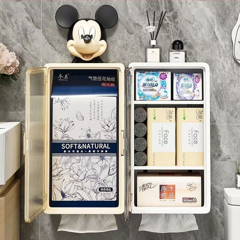 Cutie de depozitare pentru baie, montată pe perete, PP plastic, model minimalist, stil modern, 200 g