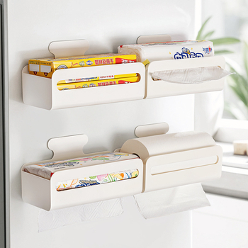 Μαγνητικό κουτί χαρτοπετσέτας τοίχου για το ψυγείο, πλαστικό, μοντέλο 3211, αδιάβροχο και πολυλειτουργικό, συμβατό με αποσπώμενες χαρτοπετσέτες