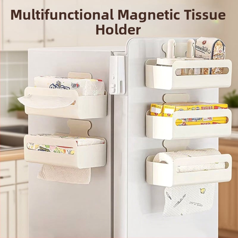 Μαγνητικό κουτί χαρτοπετσέτας τοίχου για το ψυγείο, πλαστικό, μοντέλο 3211, αδιάβροχο και πολυλειτουργικό, συμβατό με αποσπώμενες χαρτοπετσέτες