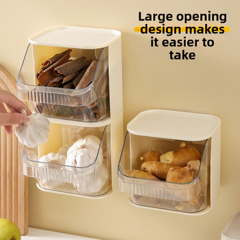 Cutie de depozitare montată pe perete, din plastic PET+ABS, poate fi stivuită, organizator pentru gustări pentru casă și bucătărie