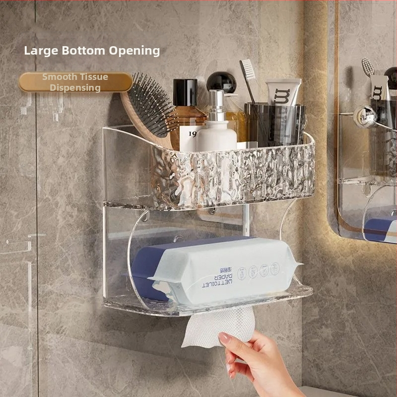 Κουτί χαρτοπετσέτας τοίχου με αποθηκευτικό χώρο για πετσέτες, πλαστικό, αδιάβροχο, με δυνατότητα αφαίρεσης χαρτοπετσέτας, μοντέλο E3751