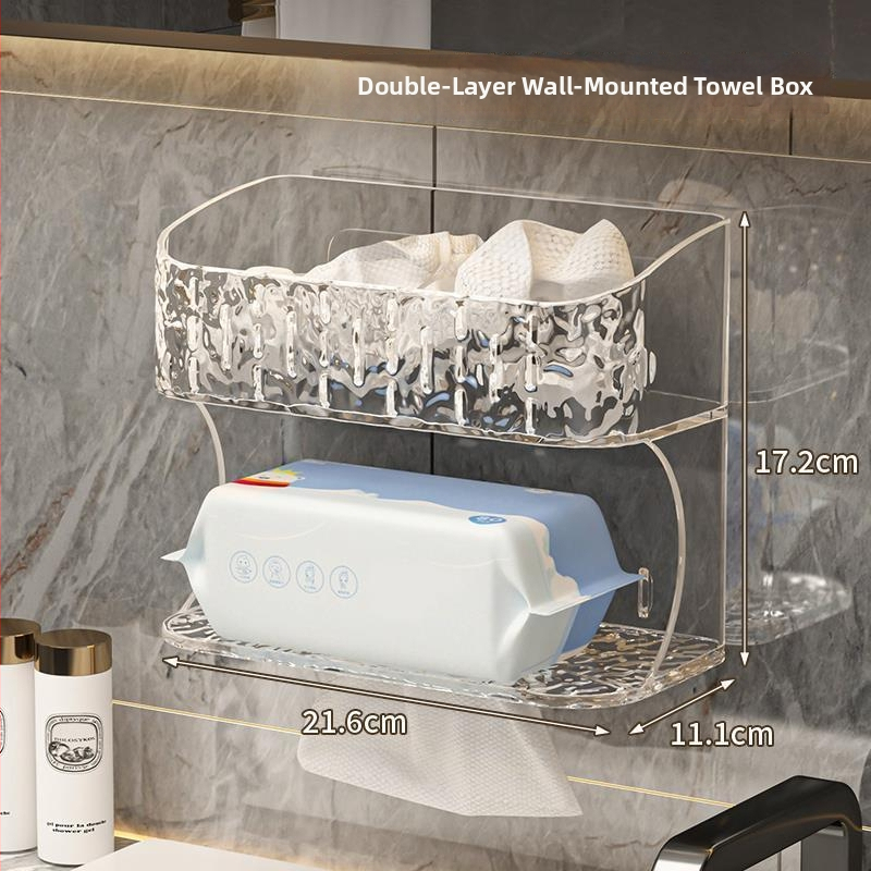 Κουτί χαρτοπετσέτας τοίχου με αποθηκευτικό χώρο για πετσέτες, πλαστικό, αδιάβροχο, με δυνατότητα αφαίρεσης χαρτοπετσέτας, μοντέλο E3751