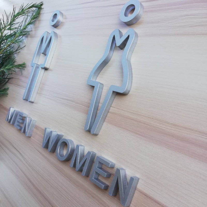 Uniszex mosdó jel - szerves üveg, testreszabható nyomtatás, közforgalmú mosdókhoz, biztonsági jel