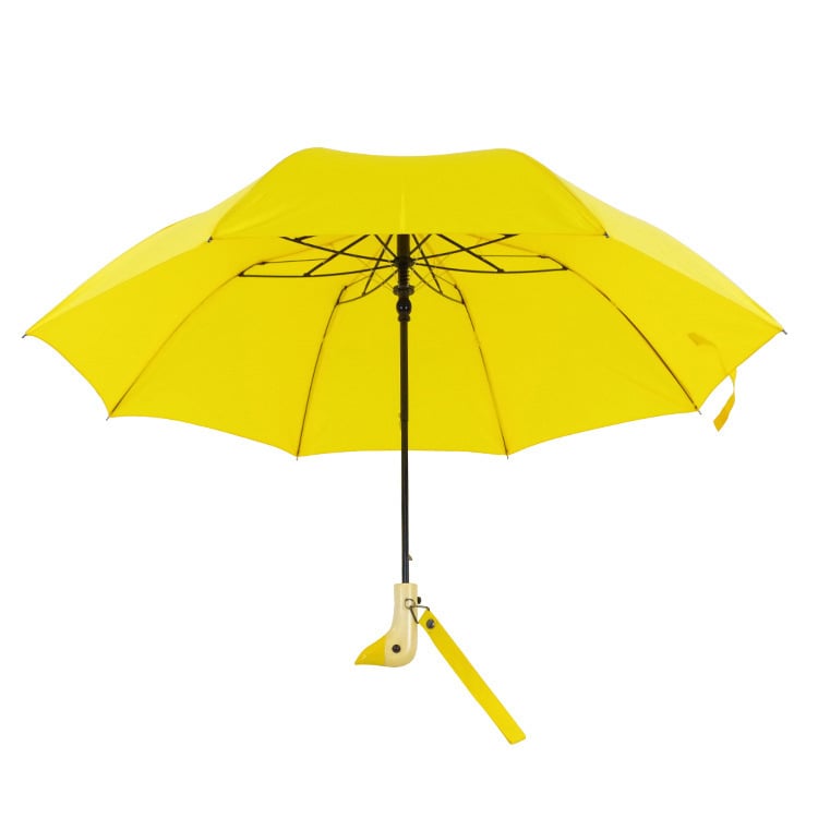 Διπλής πτυχώσεως αυτόματη ομπρέλα ήλίου με σχέδιο κεφαλής πάπιας, χαριτωμένο καρτούν; αυτόματο άνοιγμα, UV προστασία UPF50+, σκελετός από σίδηρο και λαβή από ξύλο, κατάλληλη για ενήλικες και παιδιά.