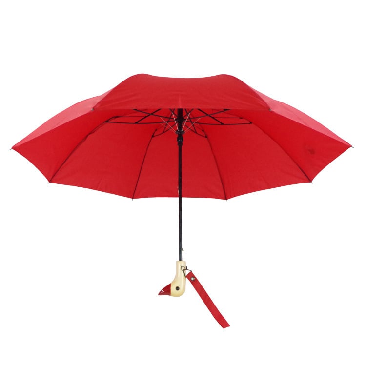 Διπλής πτυχώσεως αυτόματη ομπρέλα ήλίου με σχέδιο κεφαλής πάπιας, χαριτωμένο καρτούν; αυτόματο άνοιγμα, UV προστασία UPF50+, σκελετός από σίδηρο και λαβή από ξύλο, κατάλληλη για ενήλικες και παιδιά.