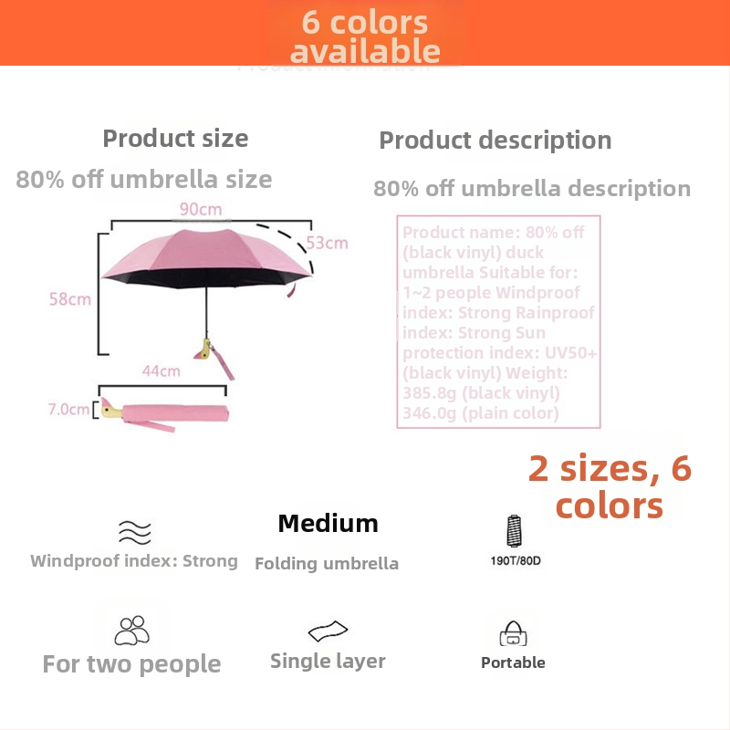 Διπλής πτυχώσεως αυτόματη ομπρέλα ήλίου με σχέδιο κεφαλής πάπιας, χαριτωμένο καρτούν; αυτόματο άνοιγμα, UV προστασία UPF50+, σκελετός από σίδηρο και λαβή από ξύλο, κατάλληλη για ενήλικες και παιδιά.