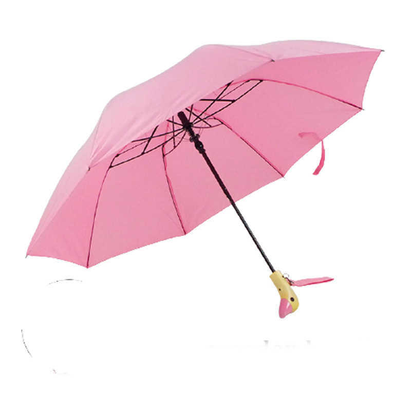 Διπλής πτυχώσεως αυτόματη ομπρέλα ήλίου με σχέδιο κεφαλής πάπιας, χαριτωμένο καρτούν; αυτόματο άνοιγμα, UV προστασία UPF50+, σκελετός από σίδηρο και λαβή από ξύλο, κατάλληλη για ενήλικες και παιδιά.