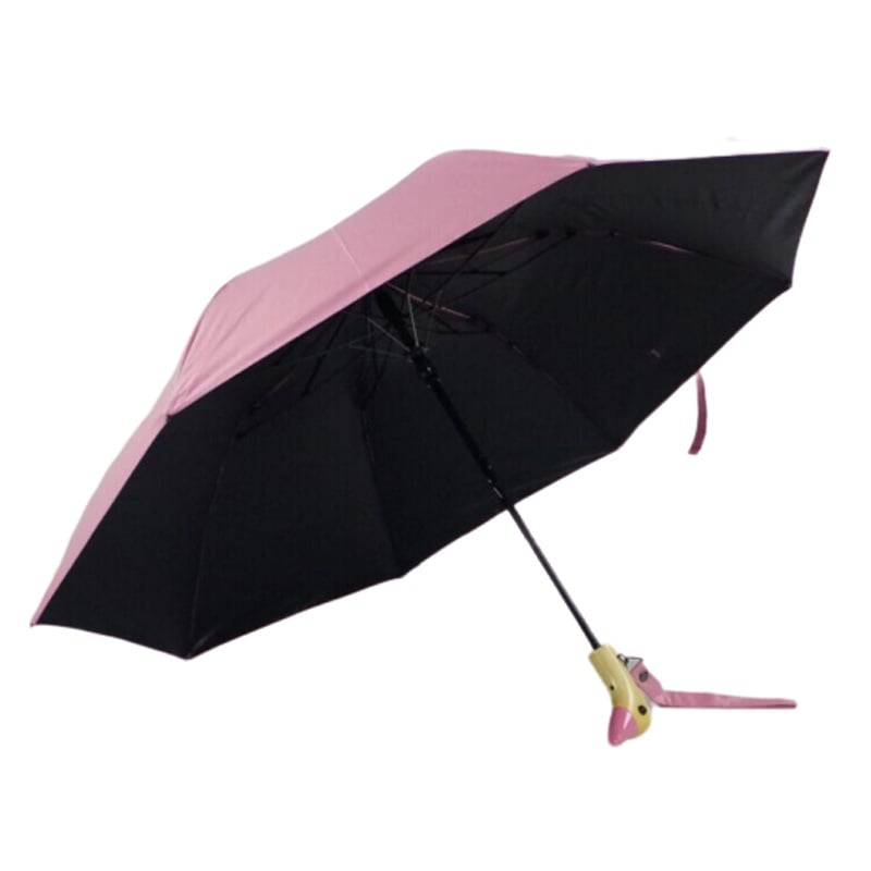 Διπλής πτυχώσεως αυτόματη ομπρέλα ήλίου με σχέδιο κεφαλής πάπιας, χαριτωμένο καρτούν; αυτόματο άνοιγμα, UV προστασία UPF50+, σκελετός από σίδηρο και λαβή από ξύλο, κατάλληλη για ενήλικες και παιδιά.