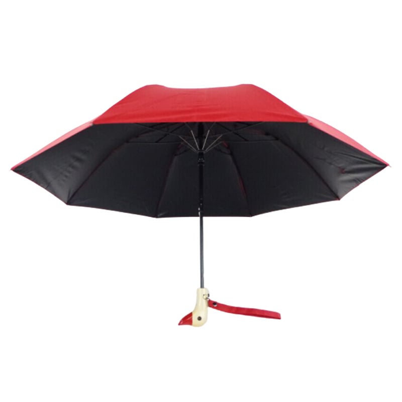 Διπλής πτυχώσεως αυτόματη ομπρέλα ήλίου με σχέδιο κεφαλής πάπιας, χαριτωμένο καρτούν; αυτόματο άνοιγμα, UV προστασία UPF50+, σκελετός από σίδηρο και λαβή από ξύλο, κατάλληλη για ενήλικες και παιδιά.