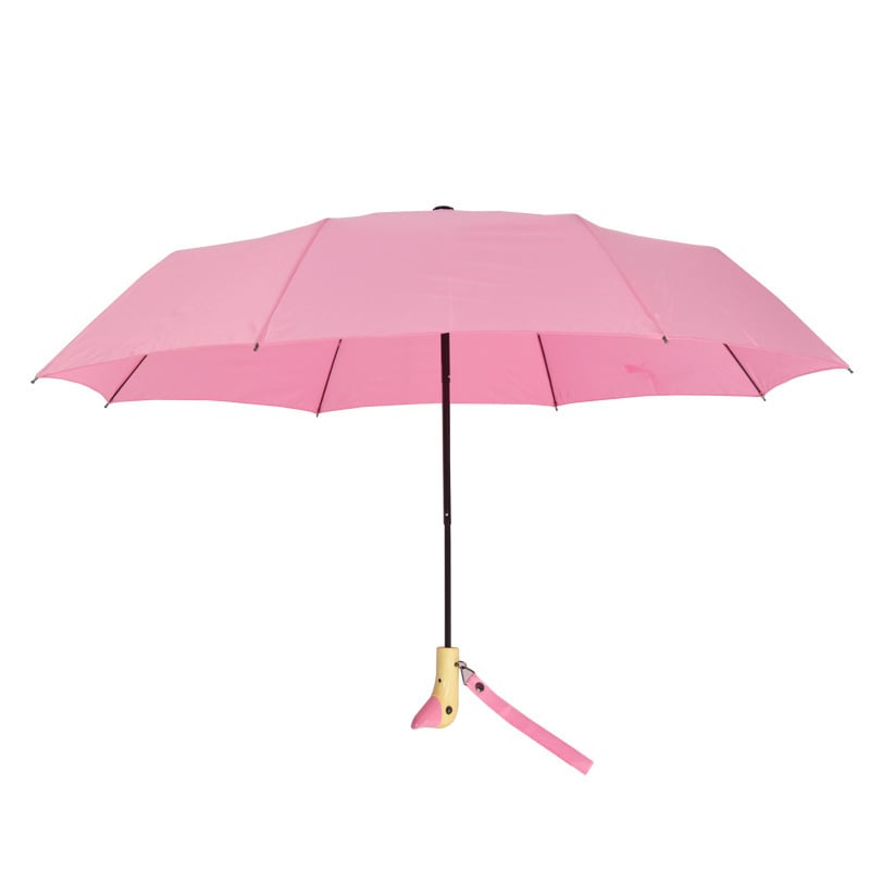 Διπλής πτυχώσεως αυτόματη ομπρέλα ήλίου με σχέδιο κεφαλής πάπιας, χαριτωμένο καρτούν; αυτόματο άνοιγμα, UV προστασία UPF50+, σκελετός από σίδηρο και λαβή από ξύλο, κατάλληλη για ενήλικες και παιδιά.