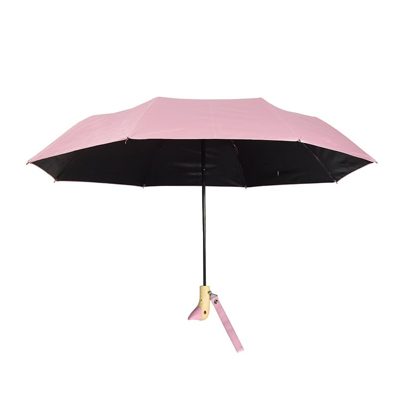 Διπλής πτυχώσεως αυτόματη ομπρέλα ήλίου με σχέδιο κεφαλής πάπιας, χαριτωμένο καρτούν; αυτόματο άνοιγμα, UV προστασία UPF50+, σκελετός από σίδηρο και λαβή από ξύλο, κατάλληλη για ενήλικες και παιδιά.