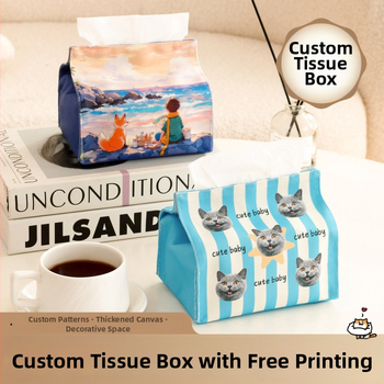 Θήκη χαρτοπετσέτας από καμβά – επιτοίχια τοποθέτηση, καλλιτεχνικό σχέδιο με καρτούν, μοντέρνος μινιμαλισμός, 48 τεμάχια