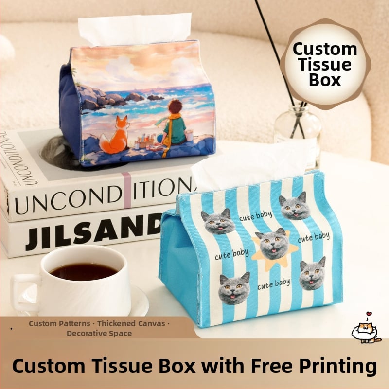 Θήκη χαρτοπετσέτας από καμβά – επιτοίχια τοποθέτηση, καλλιτεχνικό σχέδιο με καρτούν, μοντέρνος μινιμαλισμός, 48 τεμάχια