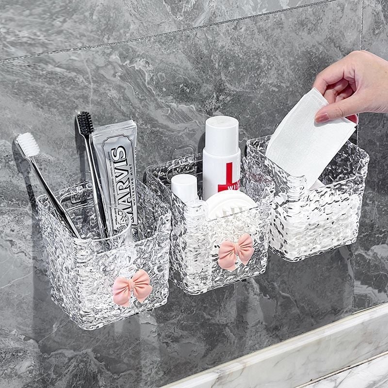 Cutie de depozitare pe perete din PET, model Ghețar, pentru baie și bucătărie