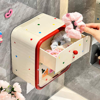 Θήκη χαρτοπετσών μπάνιου τοίχου, εγκατάσταση χωρίς διάτρηση, υλικό PP, πολυλειτουργικός αποθηκευτικός χώρος, προσαρμογή διαθέσιμη