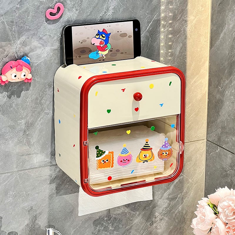 Θήκη χαρτοπετσών μπάνιου τοίχου, εγκατάσταση χωρίς διάτρηση, υλικό PP, πολυλειτουργικός αποθηκευτικός χώρος, προσαρμογή διαθέσιμη