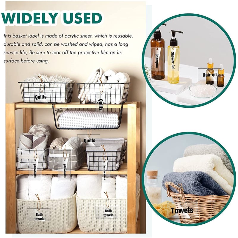 Prozirna akrilna etiketa za košare, viseća etiketa za kućnu pohranu, bez ispisa (Materijal: akril; Marca: KANGHAI; Prilagodba: Da; Ispis: Nijedan)