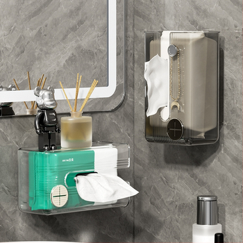 Κουτί τοίχου για χαρτοπετσέτες – στερέωση με σύστημα αναρρόφησης χωρίς διάτρηση, αδιάβροχο, μοντέρνο μινιμαλιστικό στυλ, PET+PE+ABS