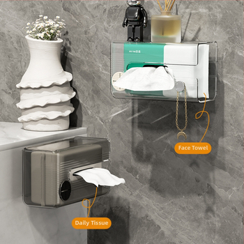 Κουτί τοίχου για χαρτοπετσέτες – στερέωση με σύστημα αναρρόφησης χωρίς διάτρηση, αδιάβροχο, μοντέρνο μινιμαλιστικό στυλ, PET+PE+ABS