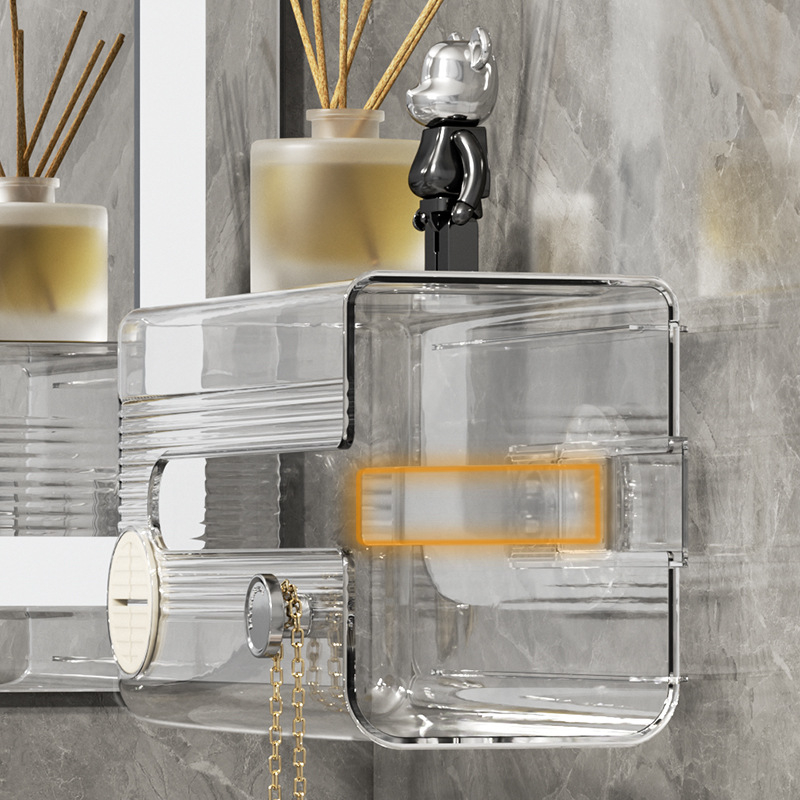 Κουτί τοίχου για χαρτοπετσέτες – στερέωση με σύστημα αναρρόφησης χωρίς διάτρηση, αδιάβροχο, μοντέρνο μινιμαλιστικό στυλ, PET+PE+ABS