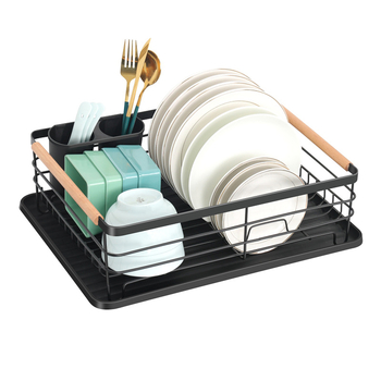 Μονοεπίπεδη βάση για πιάτα, οργανωτής κουζίνας με αποστράγγιση, ηλεκτροπλατινωμένο φινίρισμα, μεγάλος χώρος για μαχαιροπίρουνα