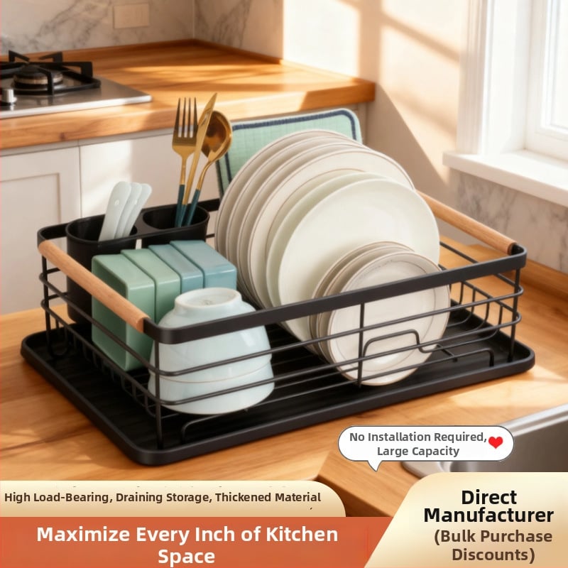 Μονοεπίπεδη βάση για πιάτα, οργανωτής κουζίνας με αποστράγγιση, ηλεκτροπλατινωμένο φινίρισμα, μεγάλος χώρος για μαχαιροπίρουνα