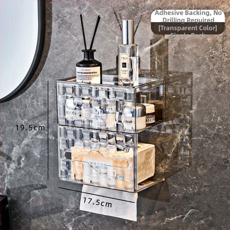 Διανομέας χαρτιού τουαλέτας τοίχου, αδιάβροχος, χωρίς διάτρηση, PET υλικό, μοτίβο Ice Brick, με χαρτί που τραβάς