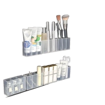 Dulap oglindă montat pe perete cu compartimente separate, instalație fără găuri, spațiu de depozitare suspendat pentru ruj și pix, raft transparent de depozitare