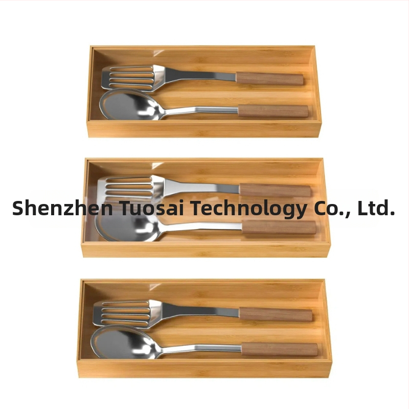 Bambus organizator za ladicu kuhinjskih pribora – stohovajući spremnik za posuđe, moderan minimalistički stil; Materijal: bambus; Ispis logotipa: moguć; Prilagodba: Da; Lansiranje proizvoda: 2025.