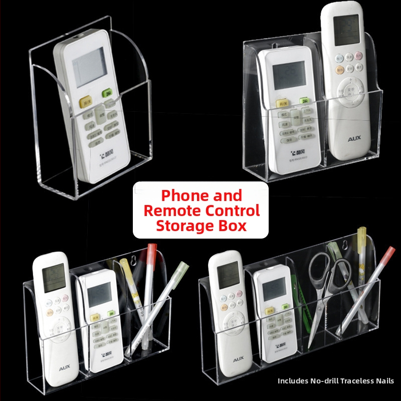 Organizator pentru telecomenzi - acrilic, montat pe perete, fără găuri, o singură secțiune, stil minimalist modern (acrilic; montat pe perete; fără găuri; o singură secțiune; stil minimalist modern)